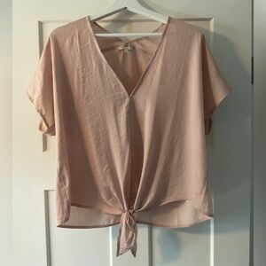 (2 for $20) Lucky Brand Pink Tie-Front Blouse